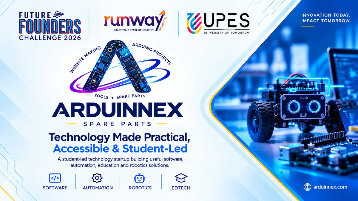 Cover of the ARDUINNEX pitch deck for UPES